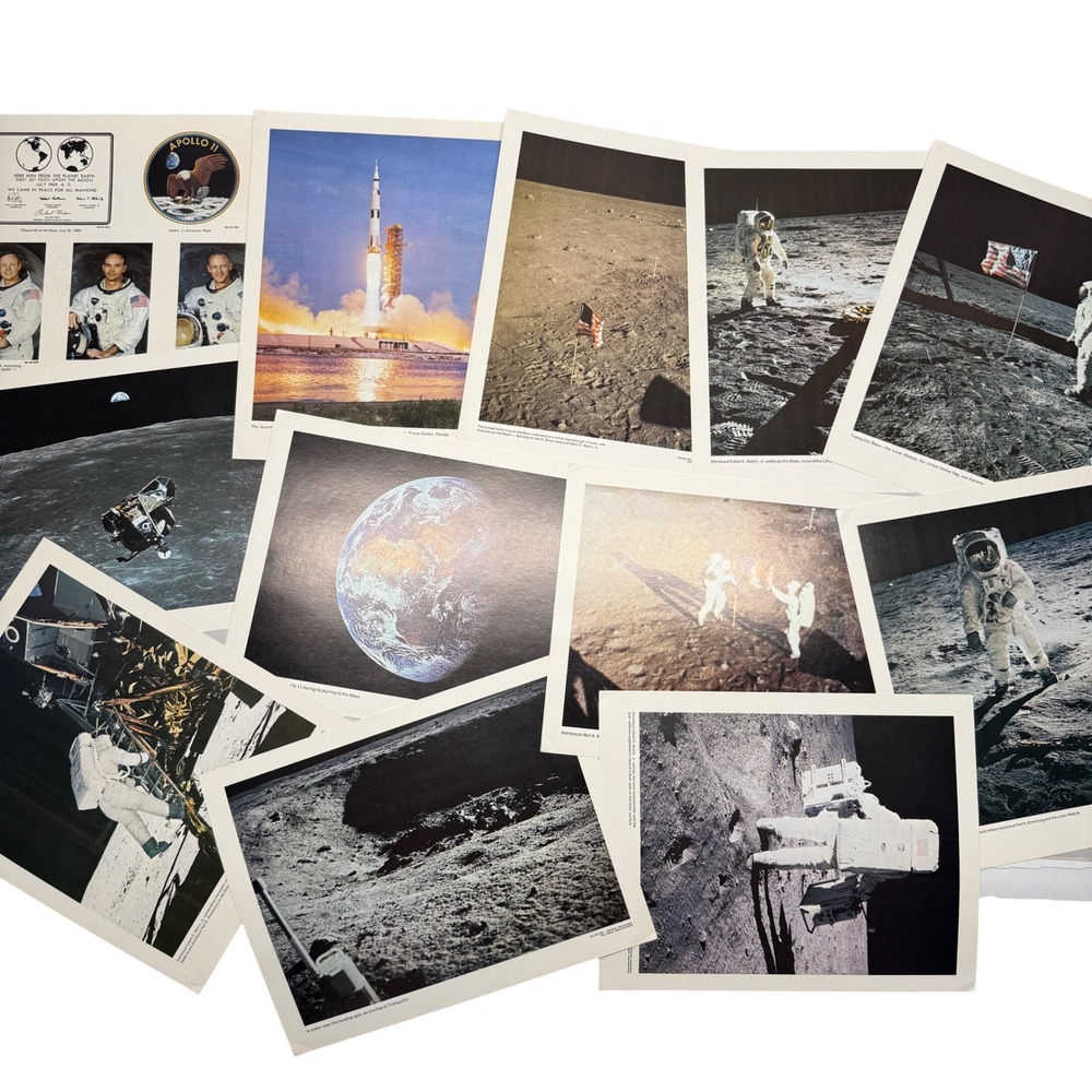Vintage NASA Apollo 11 Photo Picture Set Moon Landing 12pc 1969